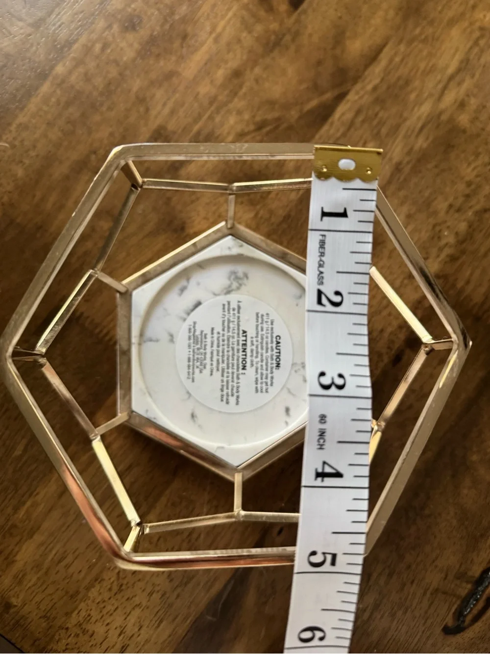 Bath & Body Works Gold Geometric Candle Holder with White Marble Style Base